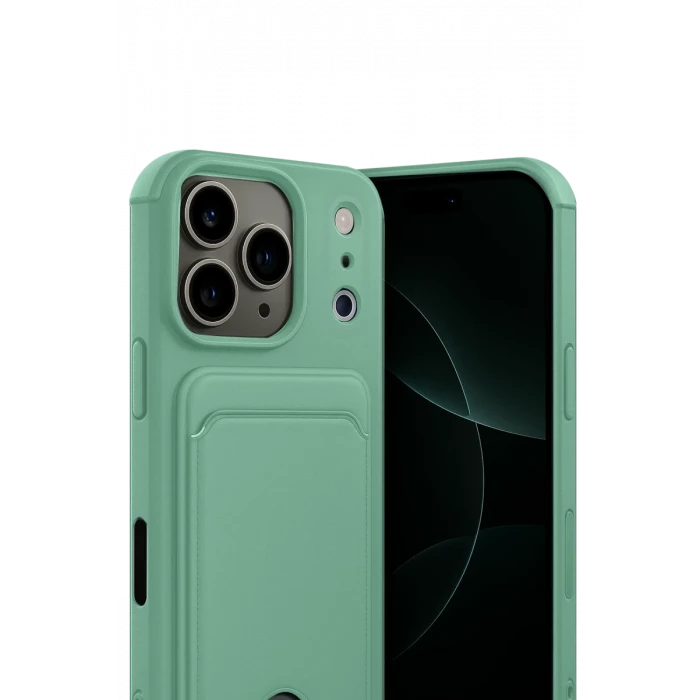 Newface Apple iPhone 17 Pro Kelvin Kartvizitli Silikon - Açık Yeşil