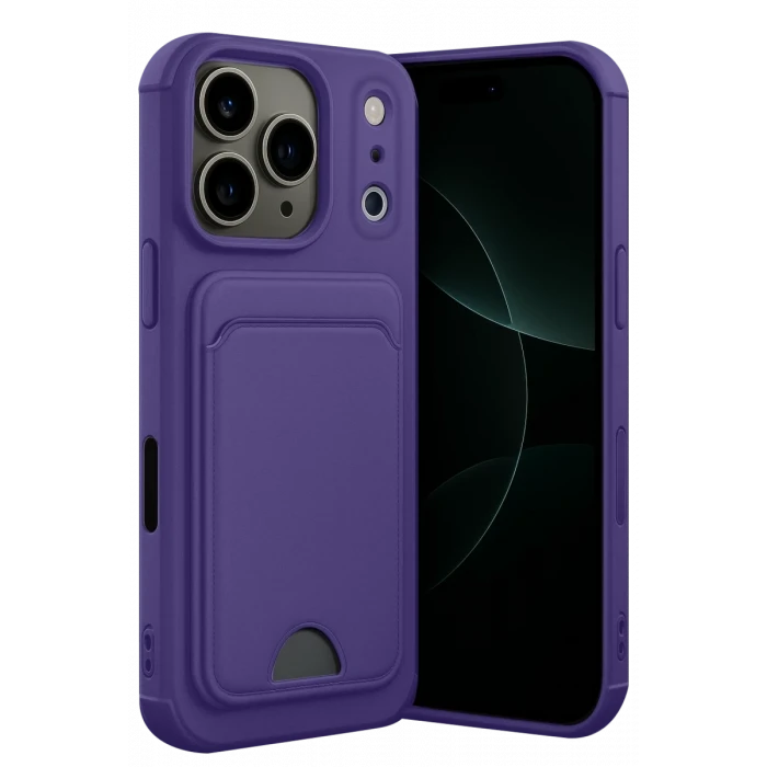 Newface Apple iPhone 17 Pro Kelvin Kartvizitli Silikon - Derin Mor