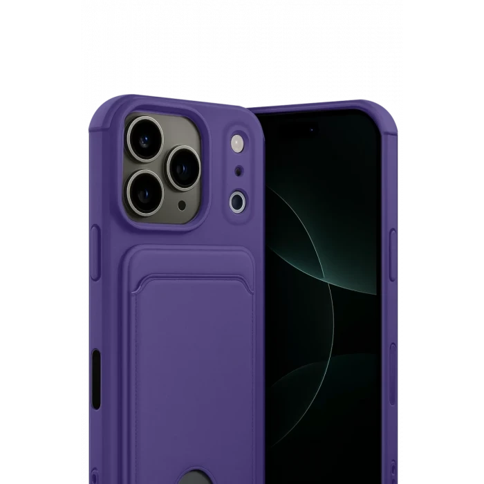 Newface Apple iPhone 17 Pro Kelvin Kartvizitli Silikon - Derin Mor
