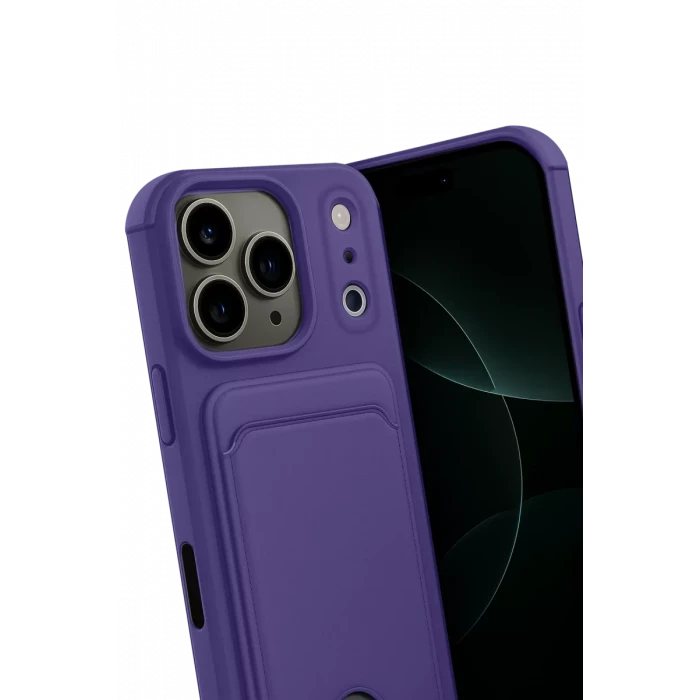 Newface Apple iPhone 17 Pro Kelvin Kartvizitli Silikon - Derin Mor