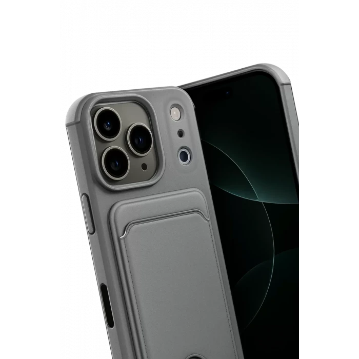 Newface Apple iPhone 17 Pro Kelvin Kartvizitli Silikon - Gri