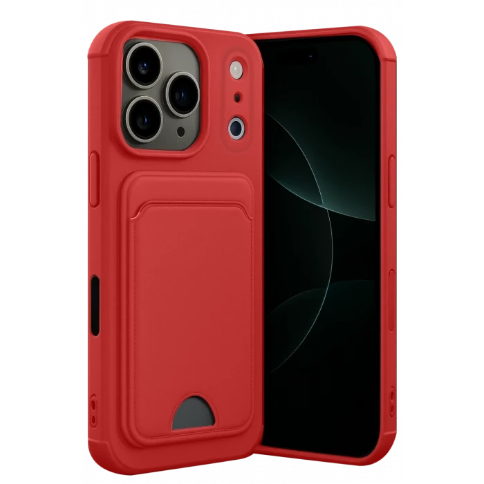 Newface Apple iPhone 17 Pro Kelvin Kartvizitli Silikon - Kırmızı