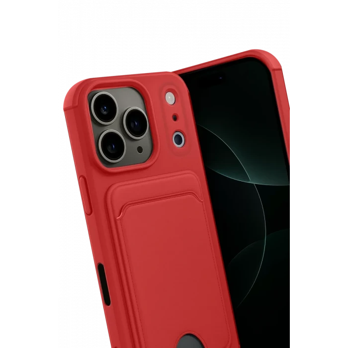 Newface Apple iPhone 17 Pro Kelvin Kartvizitli Silikon - Kırmızı