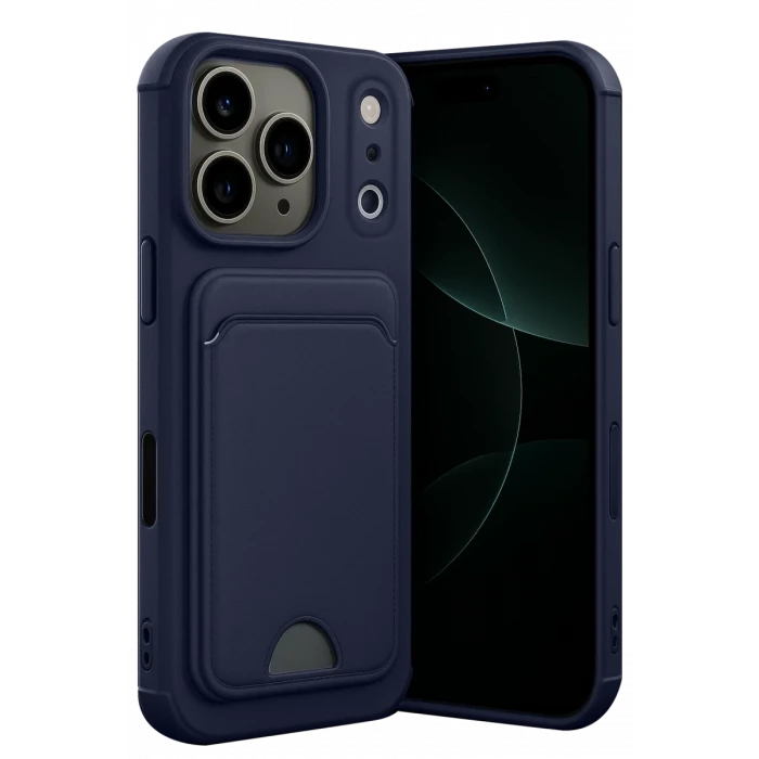 Newface Apple iPhone 17 Pro Kelvin Kartvizitli Silikon - Lacivert