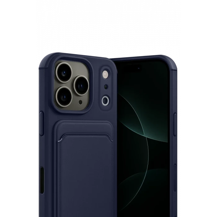 Newface Apple iPhone 17 Pro Kelvin Kartvizitli Silikon - Lacivert