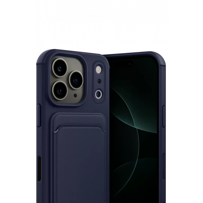 Newface Apple iPhone 17 Pro Kelvin Kartvizitli Silikon - Lacivert