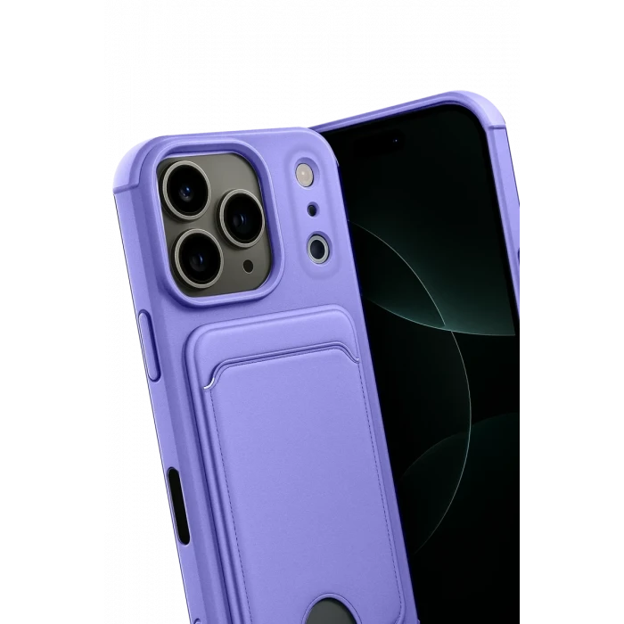 Newface Apple iPhone 17 Pro Kelvin Kartvizitli Silikon - Lila