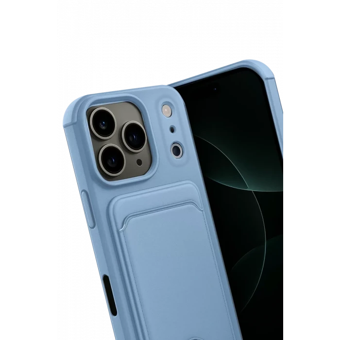 Newface Apple iPhone 17 Pro Kelvin Kartvizitli Silikon - Mavi