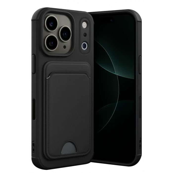 Newface Apple iPhone 17 Pro Kelvin Kartvizitli Silikon - Siyah