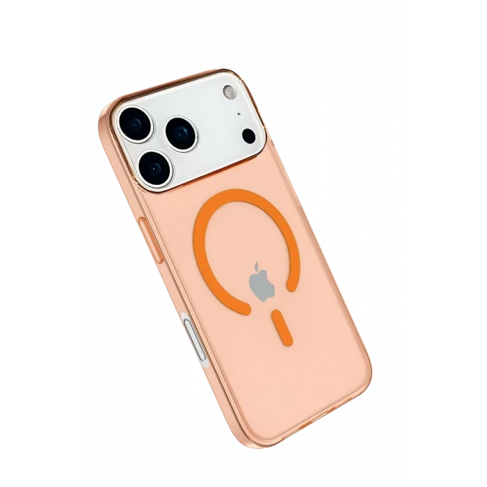 Newface Apple iPhone 17 Pro Kılıf Pc Real Magsafe Kapak - Turuncu