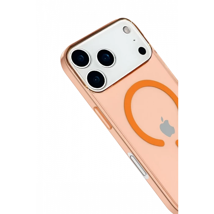 Newface Apple iPhone 17 Pro Kılıf Pc Real Magsafe Kapak - Turuncu
