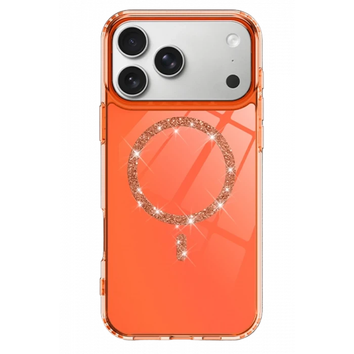 Newface Apple iPhone 17 Pro Live Diamond Magsafe Kapak - Turuncu