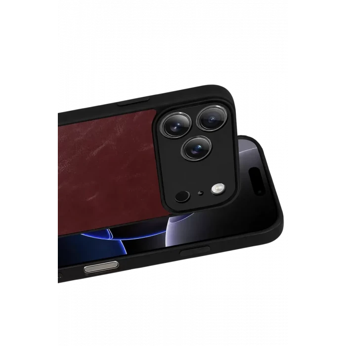 Newface Apple iPhone 17 Pro Max Aras Deri Kapak - Bordo