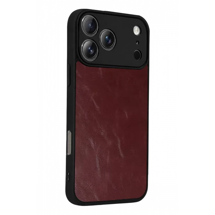 Newface Apple iPhone 17 Pro Max Aras Deri Kapak - Bordo