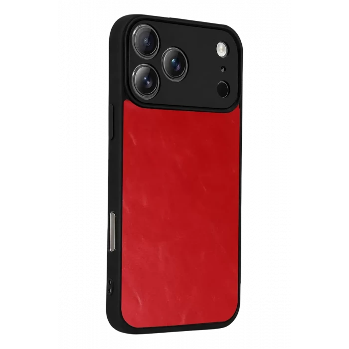 Newface Apple iPhone 17 Pro Max Aras Deri Kapak - Kırmızı