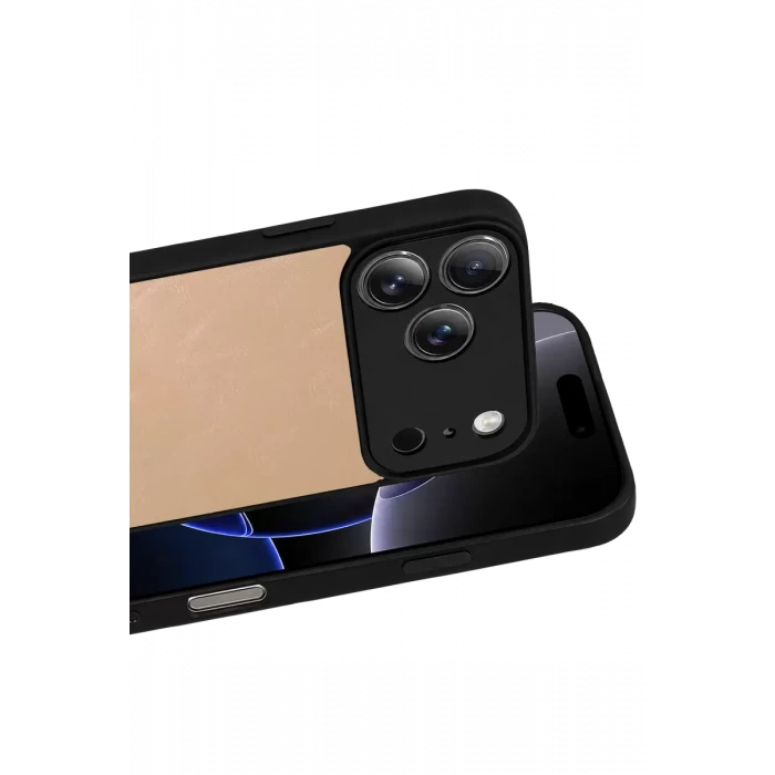 Newface Apple iPhone 17 Pro Max Aras Deri Kapak - Pudra