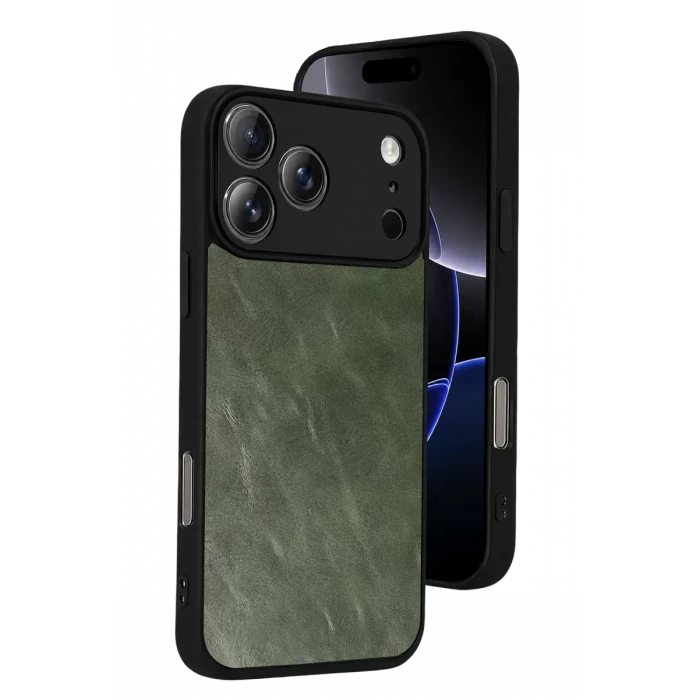 Newface Apple iPhone 17 Pro Max Aras Deri Kapak - Yeşil