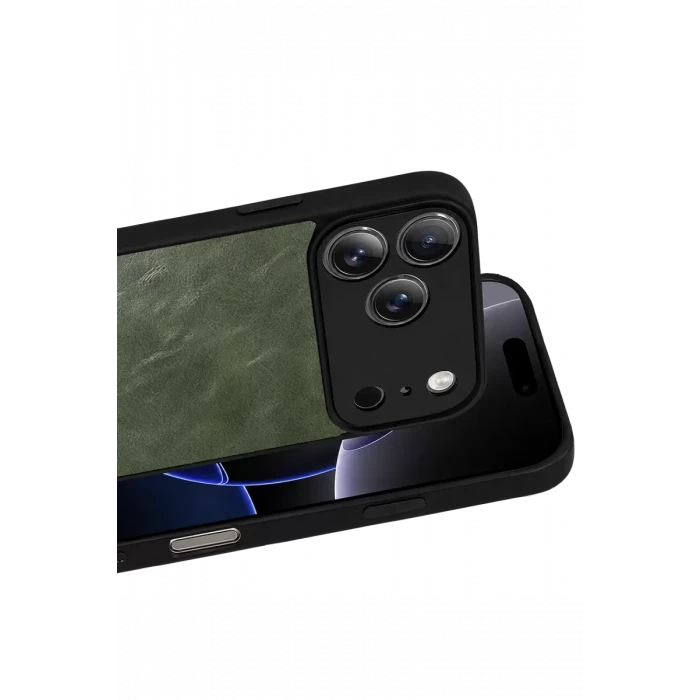 Newface Apple iPhone 17 Pro Max Aras Deri Kapak - Yeşil
