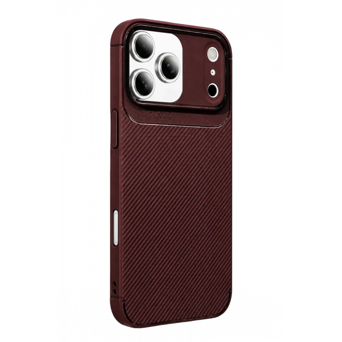 Newface Apple iPhone 17 Pro Max Auto Focus Karbon Kapak - Bordo