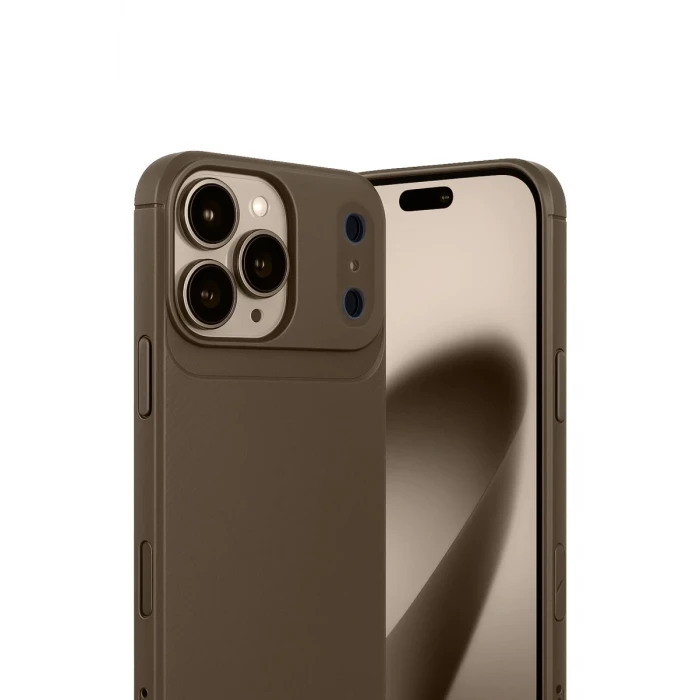 Newface Apple iPhone 17 Pro Max Auto Focus Karbon Kapak - Kahverengi