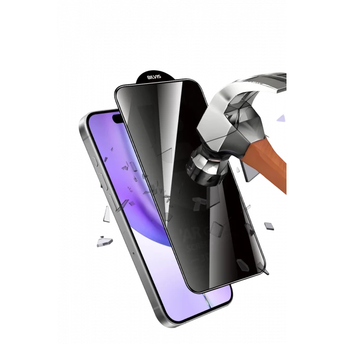 Newface Apple iPhone 17 Pro Max Bilvis 5D Privacy Diamond Hayalet Cam Ekran Koruyucu