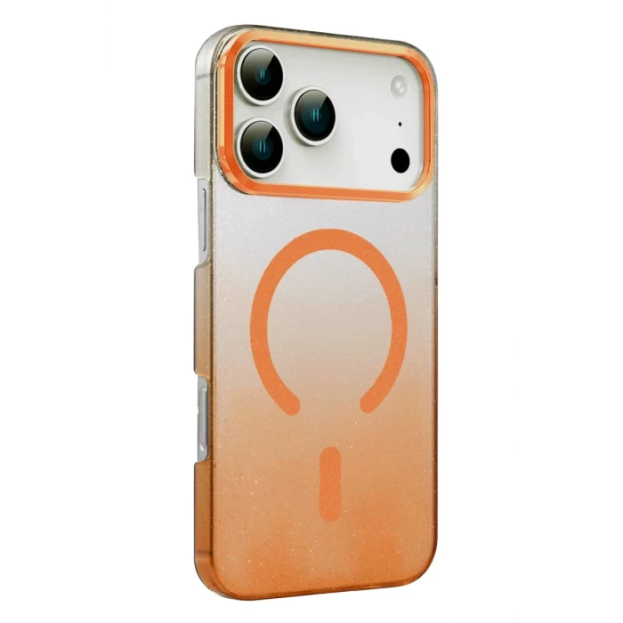 Newface Apple iPhone 17 Pro Max Glossy Magsafe Kapak - Turuncu