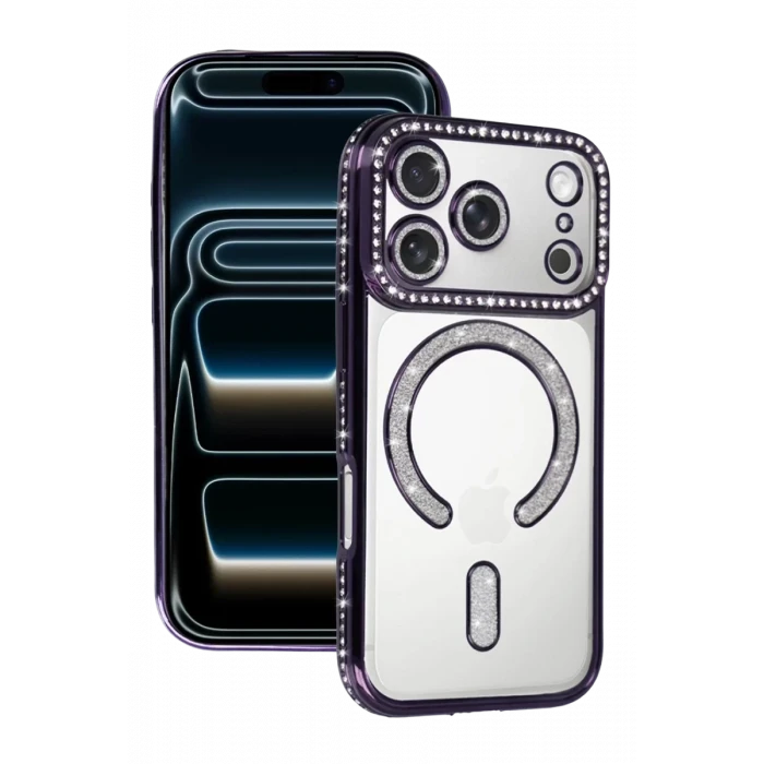 Newface Apple iPhone 17 Pro Max Joke Simli Magneticsafe Kılıf - Derin Mor