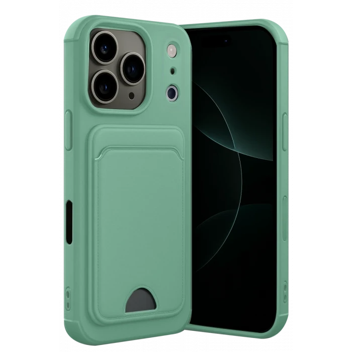 Newface Apple iPhone 17 Pro Max Kelvin Kartvizitli Silikon - Açık Yeşil
