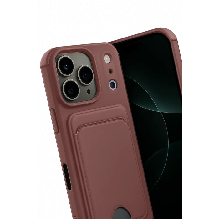 Newface Apple iPhone 17 Pro Max Kelvin Kartvizitli Silikon - Bordo