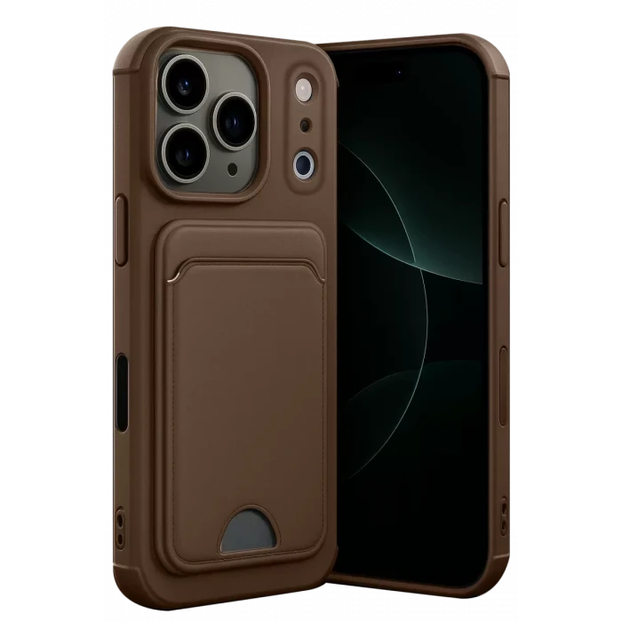 Newface Apple iPhone 17 Pro Max Kelvin Kartvizitli Silikon - Kahverengi