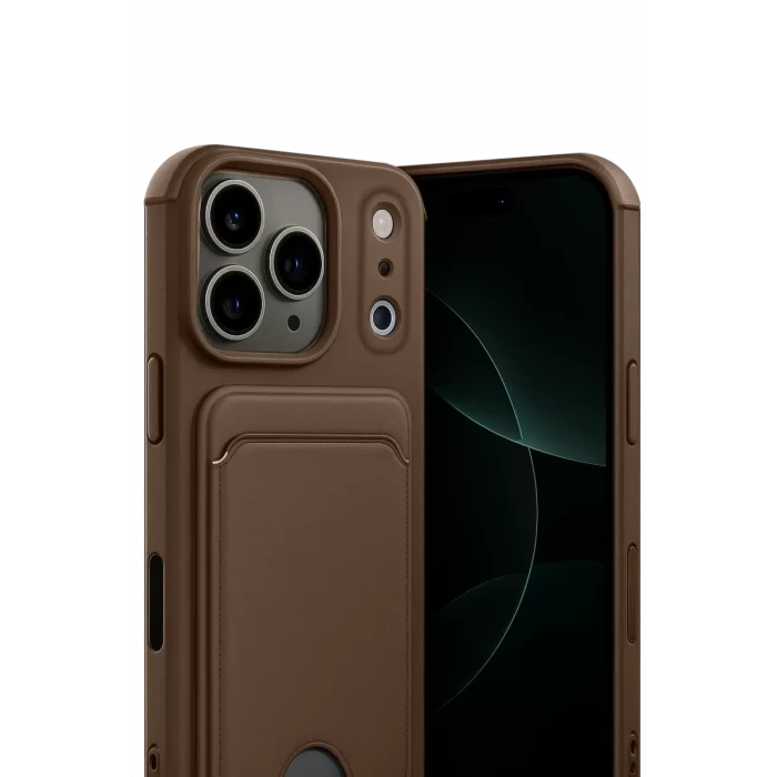 Newface Apple iPhone 17 Pro Max Kelvin Kartvizitli Silikon - Kahverengi