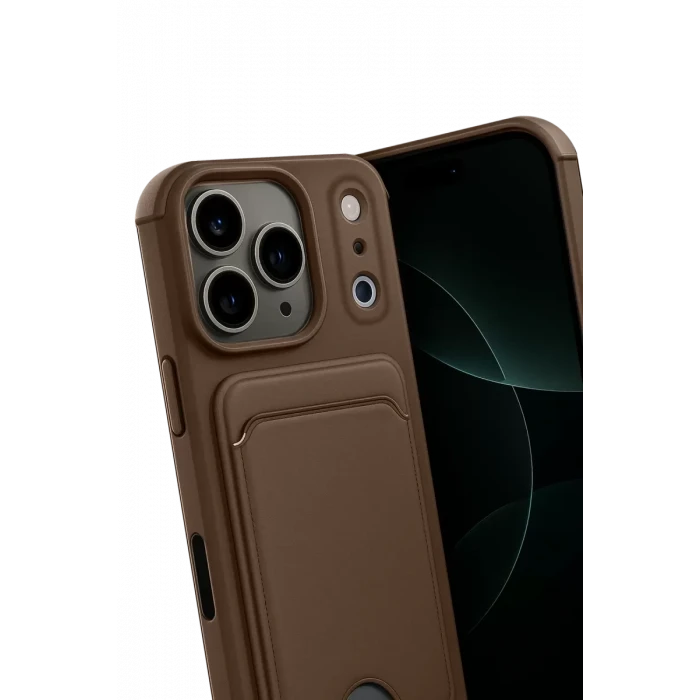 Newface Apple iPhone 17 Pro Max Kelvin Kartvizitli Silikon - Kahverengi