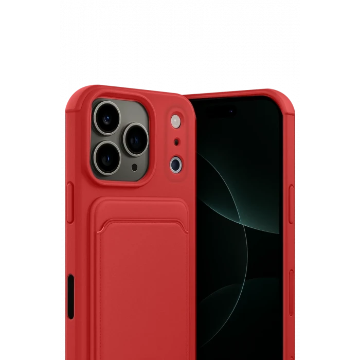 Newface Apple iPhone 17 Pro Max Kelvin Kartvizitli Silikon - Kırmızı