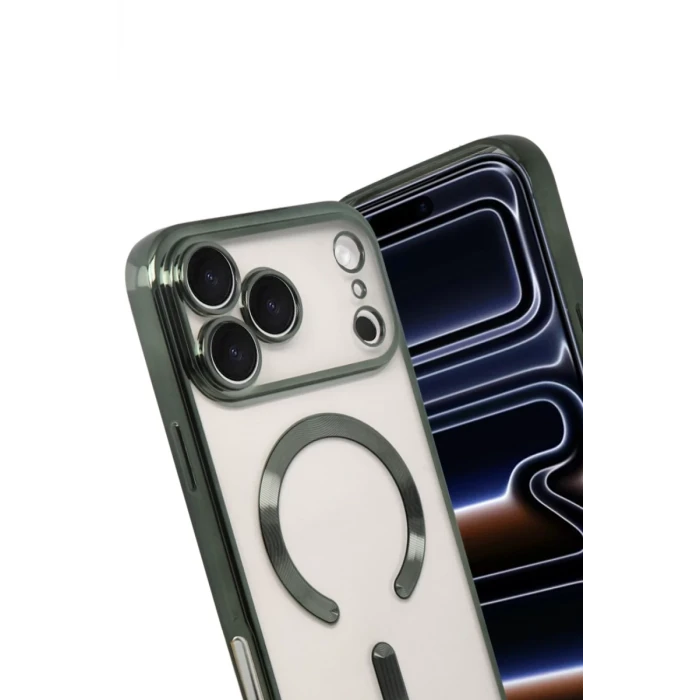 Newface Apple iPhone 17 Pro Max Kross Magneticsafe Kapak - Koyu Yeşil