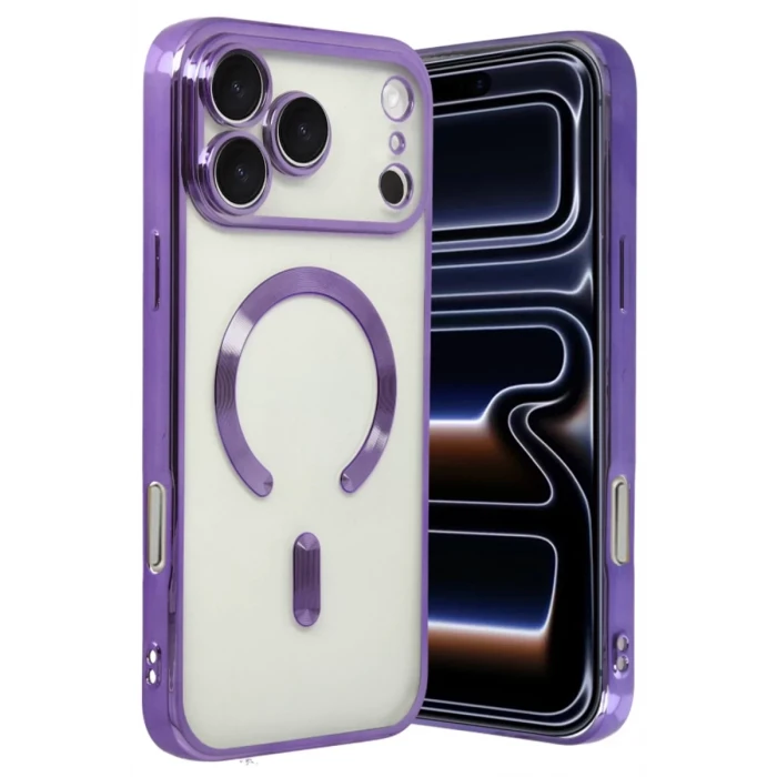 Newface Apple iPhone 17 Pro Max Kross Magneticsafe Kapak - Mor