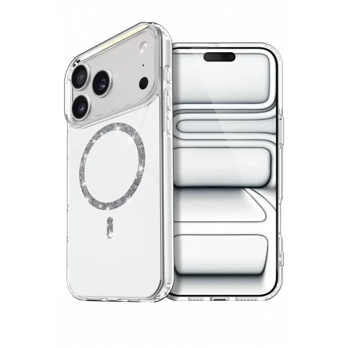 Newface Apple iPhone 17 Pro Max Live Diamond Magsafe Kapak - Şeffaf