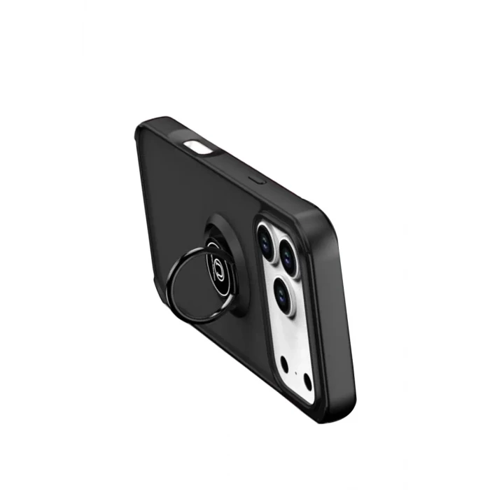 Newface Apple iPhone 17 Pro Max Montreal Yüzüklü Silikon Kapak - Siyah