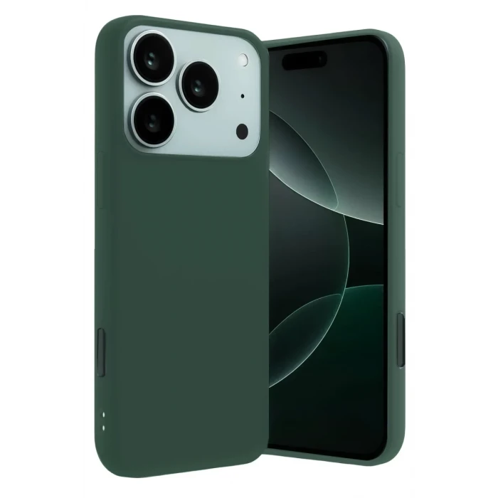 Newface Apple iPhone 17 Pro Nano içi Kadife Silikon - Koyu Yeşil
