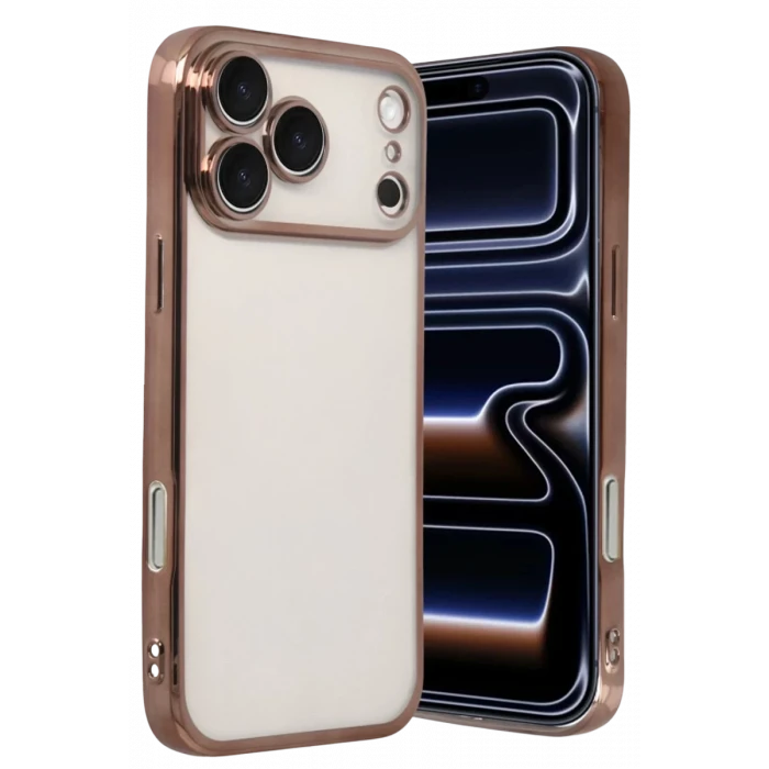 Newface Apple iPhone 17 Pro Razer Lensli Silikon - Çöl Titanyum