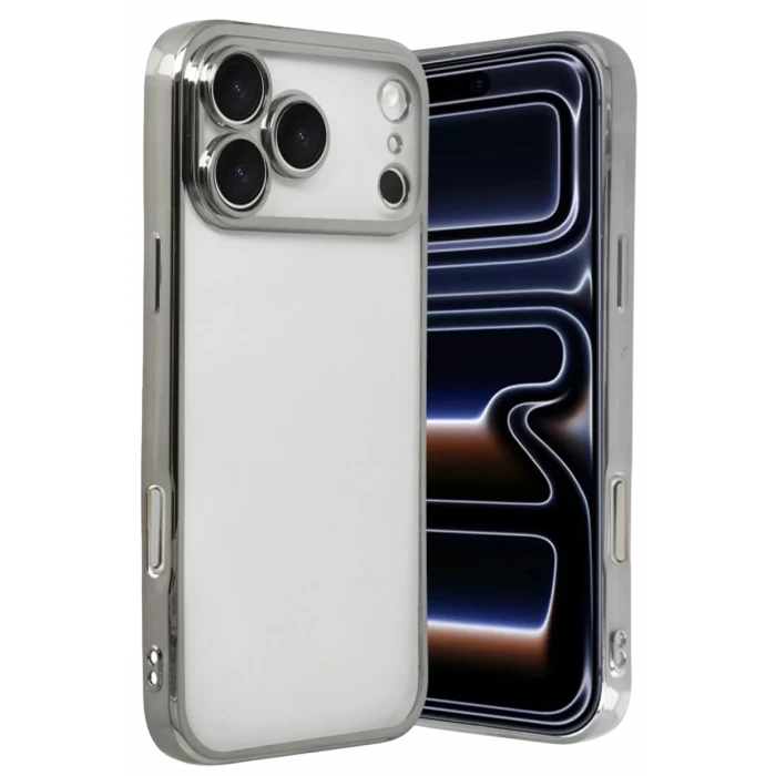 Newface Apple iPhone 17 Pro Razer Lensli Silikon - Gümüş