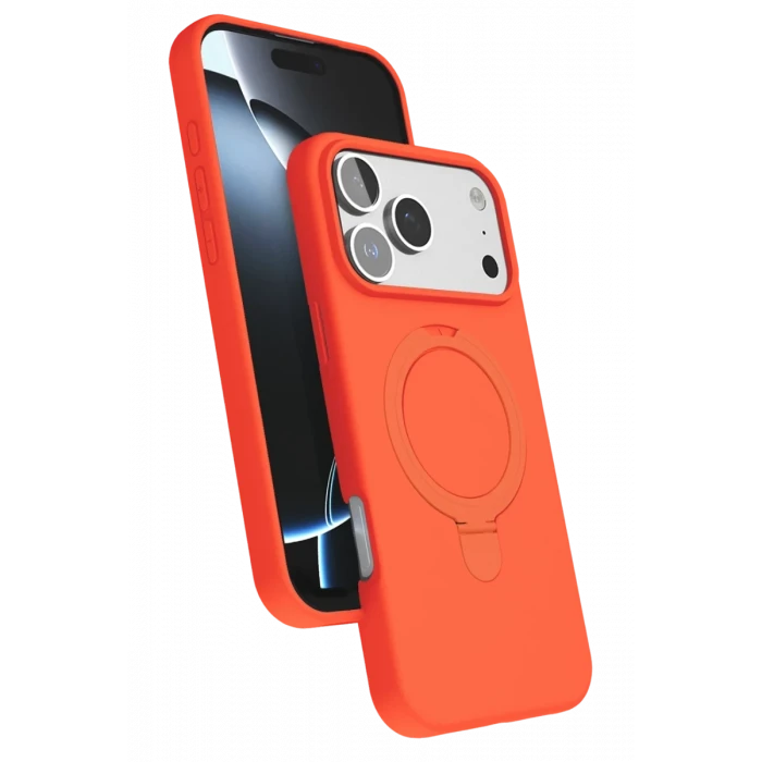 Newface Apple iPhone 17 Pro Regal Magsafe Standlı Kapak - Turuncu