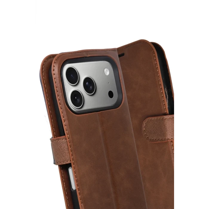 Newface Apple iPhone 17 Pro Trend S Plus Kapaklı Kılıf - Taba