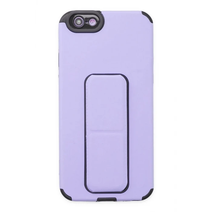 Newface Apple iPhone 6 Kılıf Mega Standlı Silikon - Lila