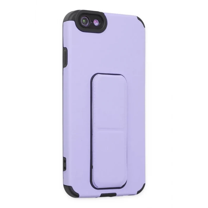 Newface Apple iPhone 6 Kılıf Mega Standlı Silikon - Lila