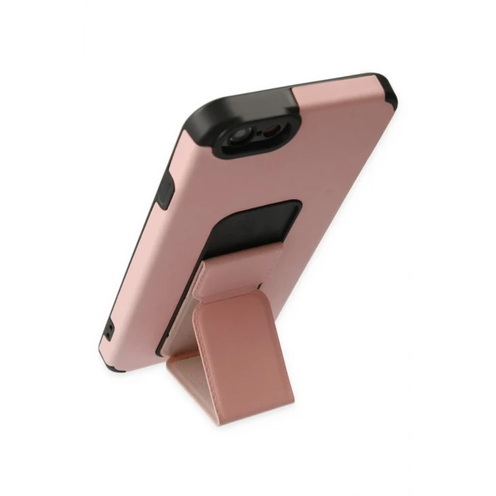Newface Apple iPhone 6 Kılıf Mega Standlı Silikon - Pudra
