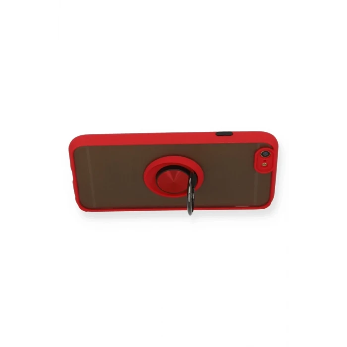 Newface Apple iPhone 6 Kılıf Montreal Yüzüklü Silikon Kapak - Kırmızı