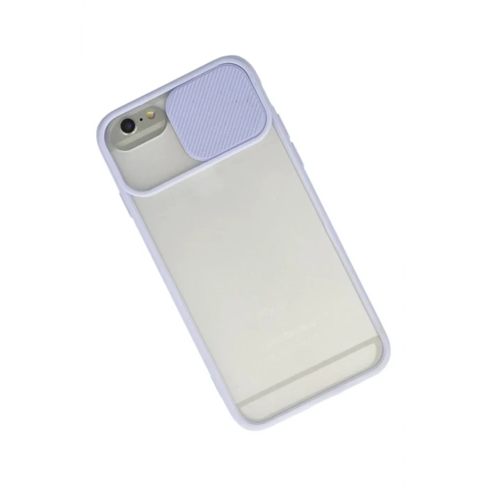 Newface Apple iPhone 6 Kılıf Palm Buzlu Kamera Sürgülü Silikon - Lila