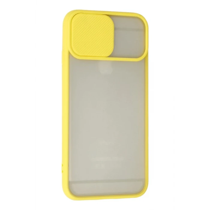 Newface Apple iPhone 6 Kılıf Palm Buzlu Kamera Sürgülü Silikon - Sarı