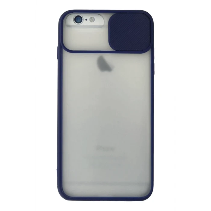 Newface Apple iPhone 6 Plus Kılıf Palm Buzlu Kamera Sürgülü Silikon - Lacivert