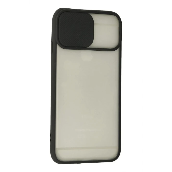 Newface Apple iPhone 6 Plus Kılıf Palm Buzlu Kamera Sürgülü Silikon - Siyah